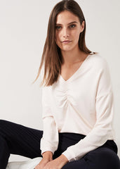 Ruched Front Sweat Top - Soft Pink