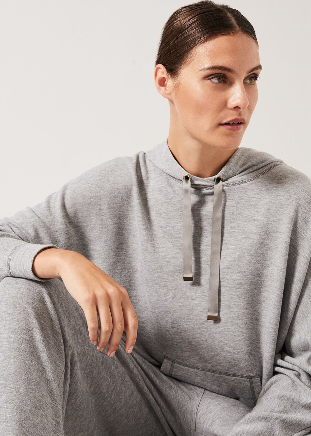Hooded Sweat Top - Grey Marl