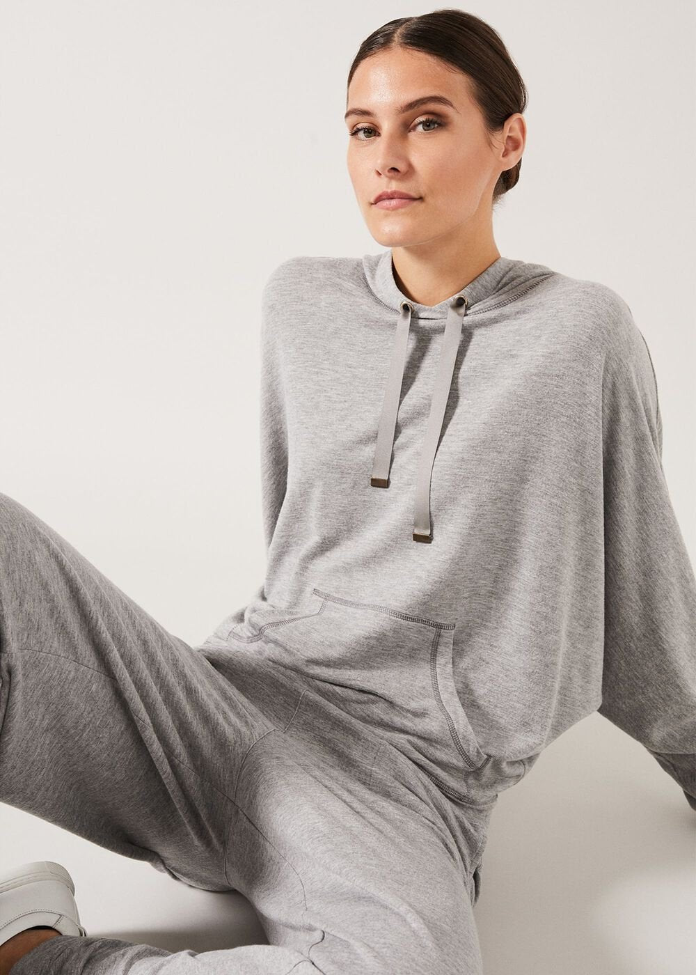 Hooded Sweat Top - Grey Marl