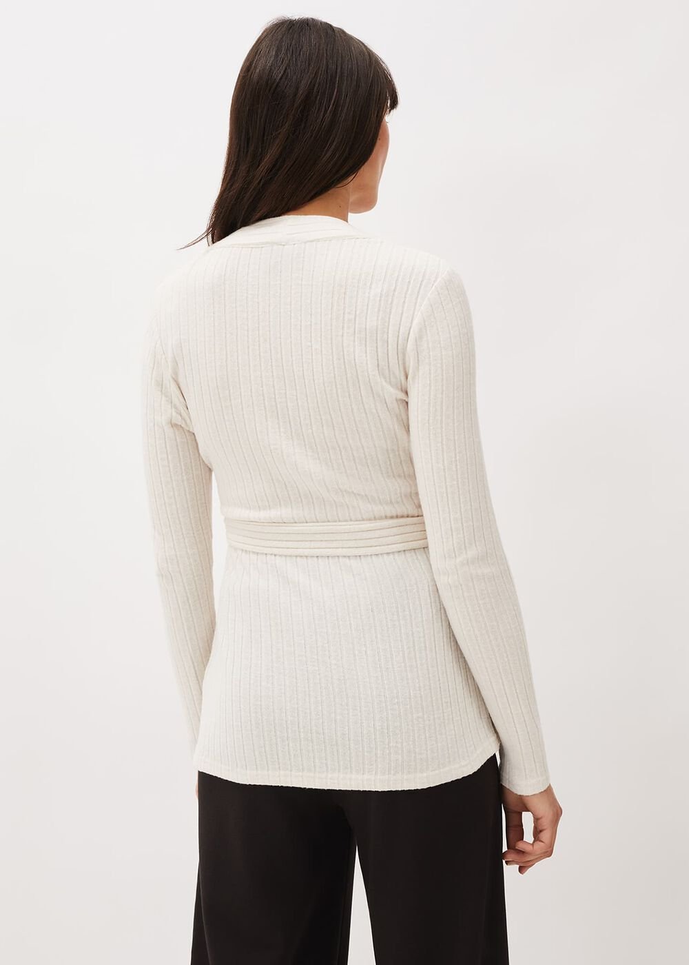 Deona Ribbed Wrap Top - Cream