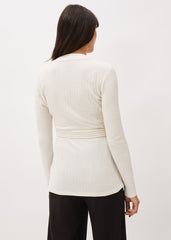 Deona Ribbed Wrap Top - Cream