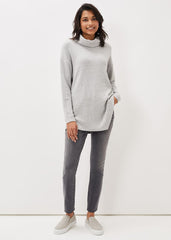 Nico Asymmetric Textured Jersey Top - Grey