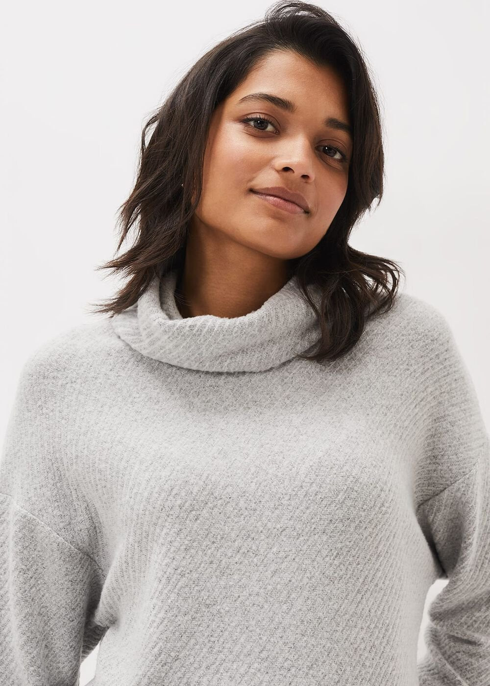 Nico Asymmetric Textured Jersey Top - Grey