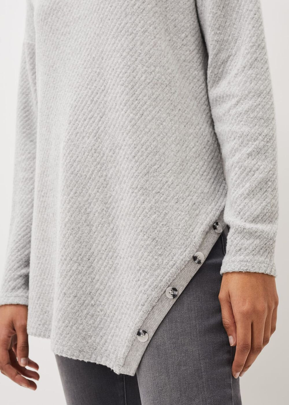 Nico Asymmetric Textured Jersey Top - Grey