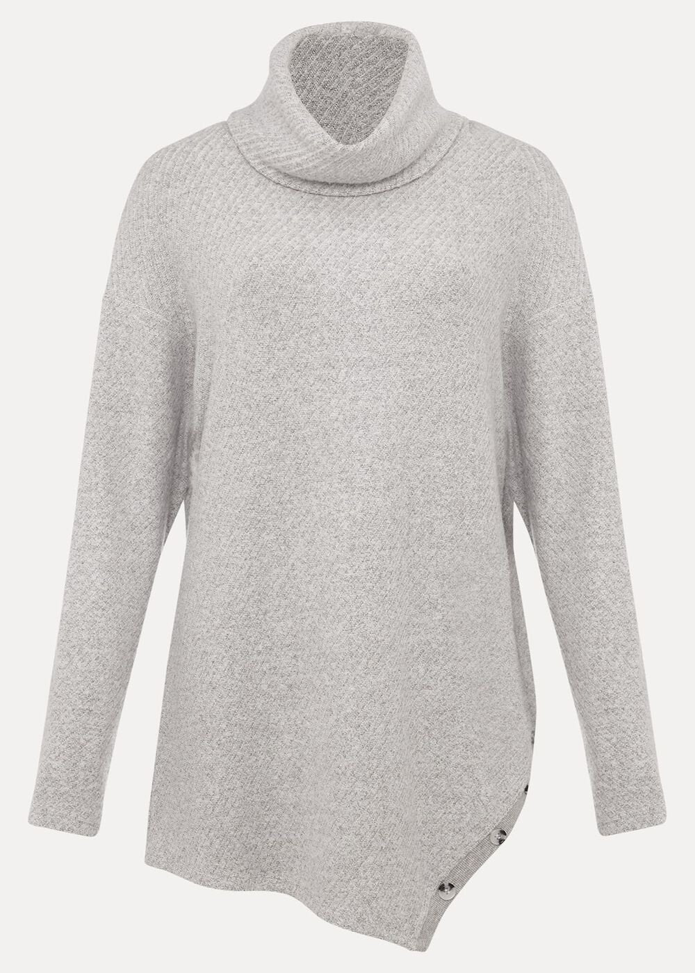 Nico Asymmetric Textured Jersey Top - Grey
