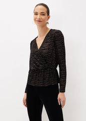 Lauren Animal Burnout Texture Top - Black
