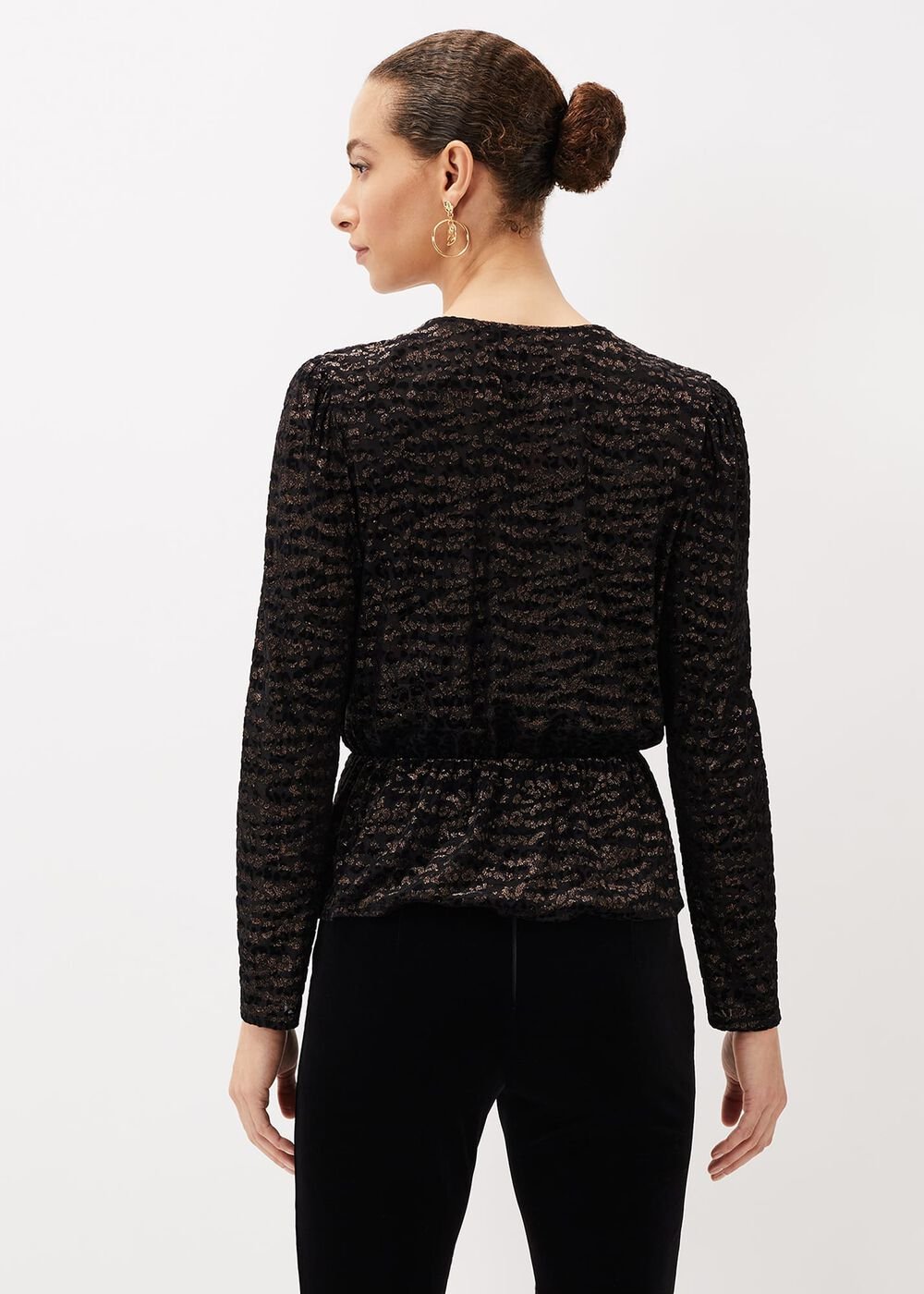 Lauren Animal Burnout Texture Top - Black