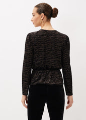 Lauren Animal Burnout Texture Top - Black