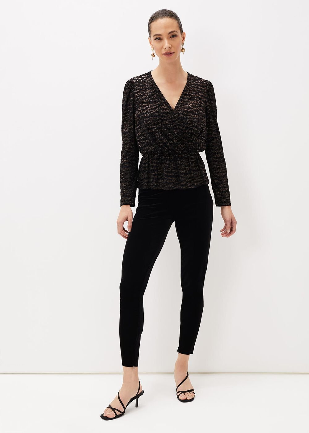 Lauren Animal Burnout Texture Top - Black