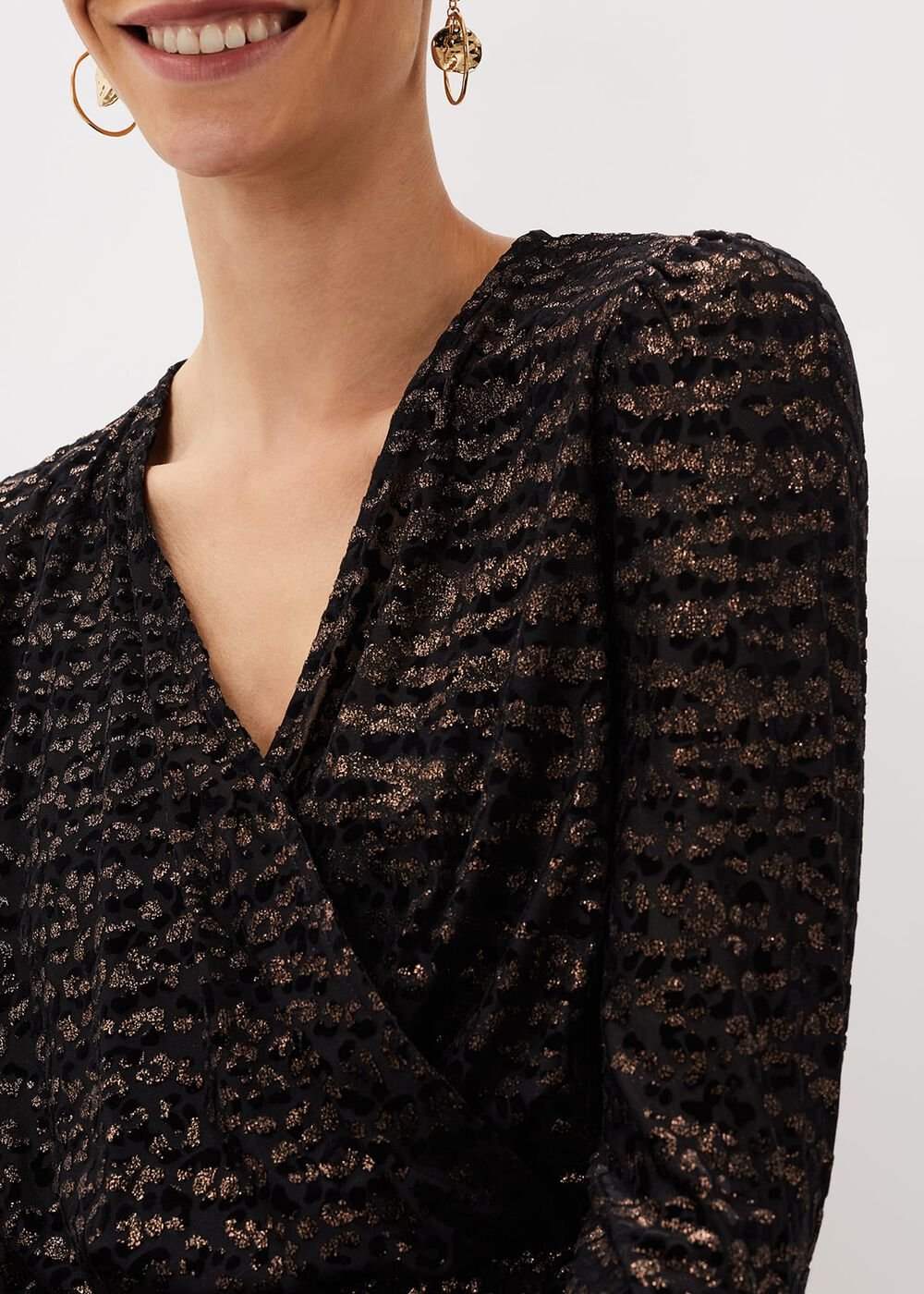 Lauren Animal Burnout Texture Top - Black