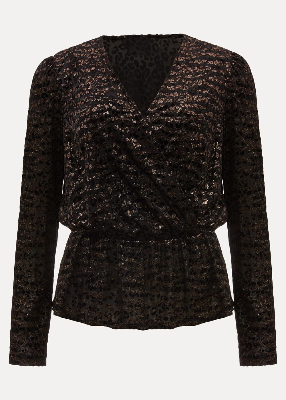 Lauren Animal Burnout Texture Top - Black