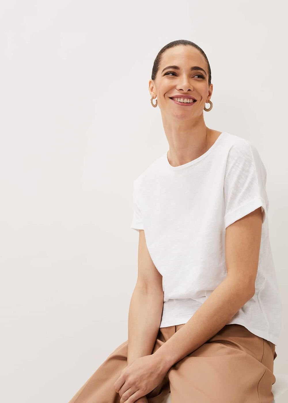 Elspeth Round Neck Top - White