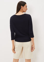 Belle Twist Neck Top - Navy