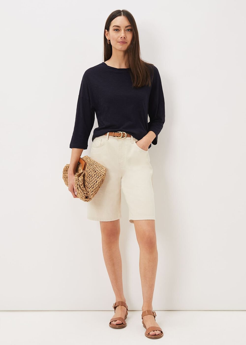 Belle Twist Neck Top - Navy
