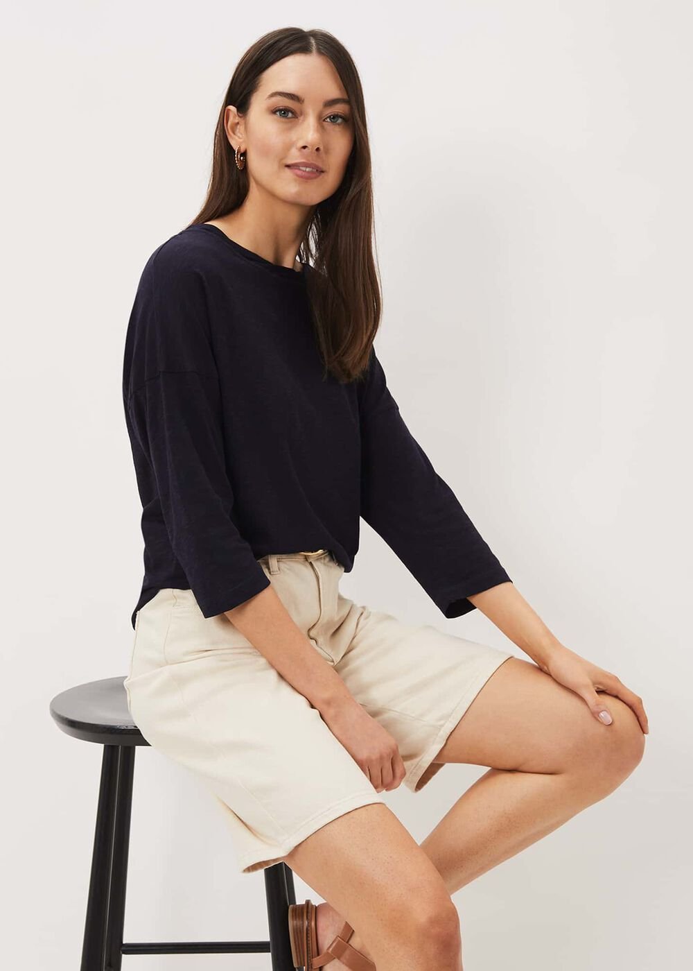 Belle Twist Neck Top - Navy
