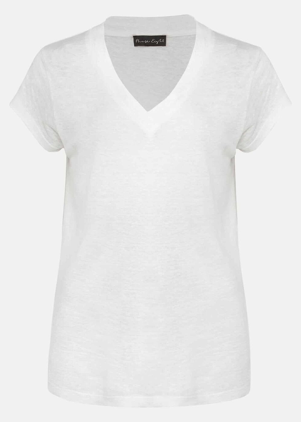 Emera Linen V-Neck Top - Ivory