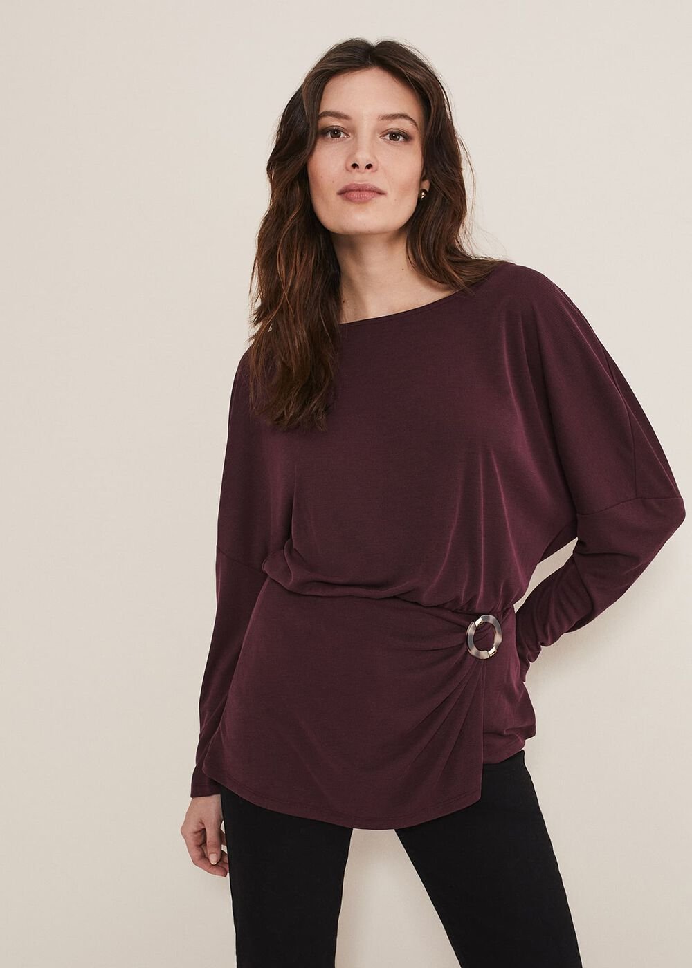 Lusinda Trim Detail Top - Aubergine