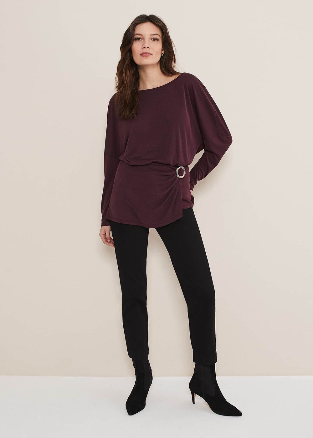 Lusinda Trim Detail Top - Aubergine