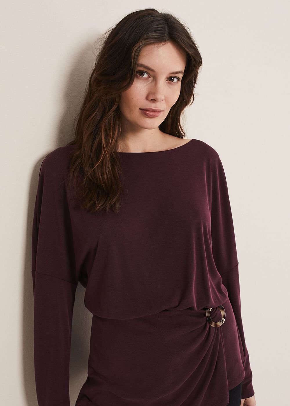 Lusinda Trim Detail Top - Aubergine