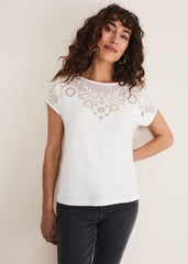 Ulla Placement Burnout Top - Ivory