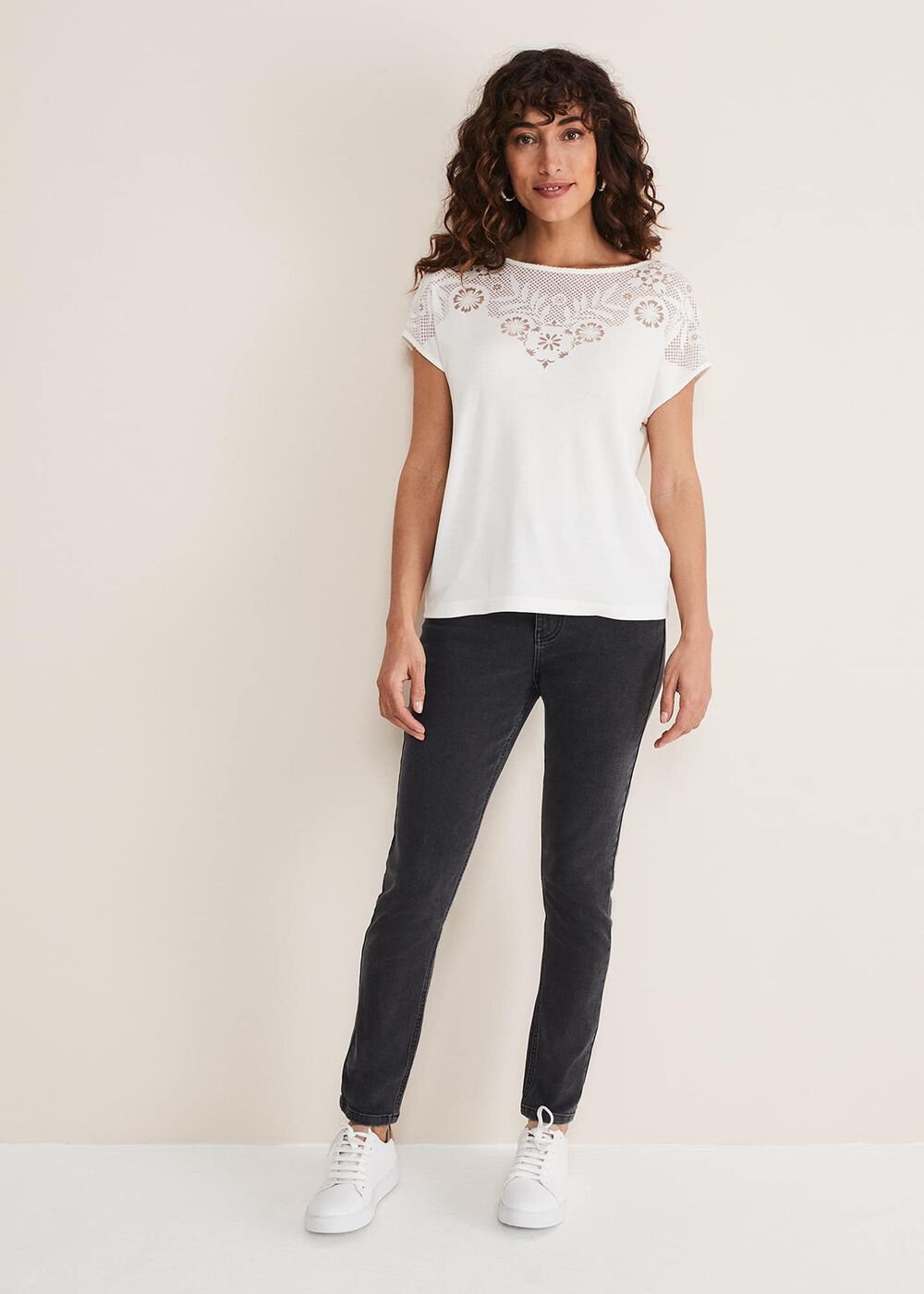 Ulla Placement Burnout Top - Ivory