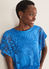 Rubi Burnout Top - Sapphire Blue