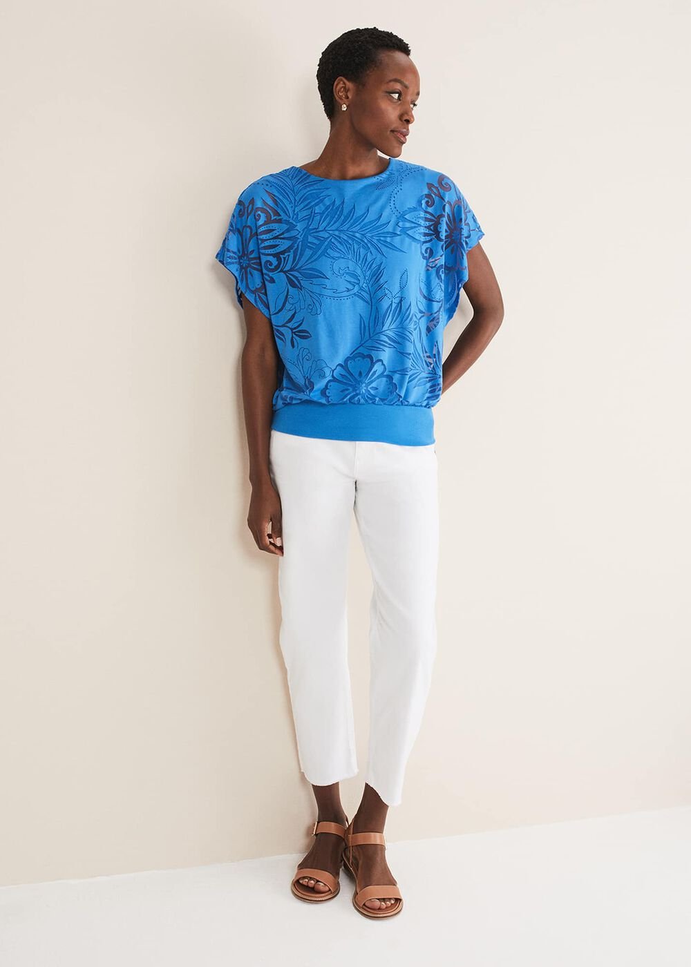 Rubi Burnout Top - Sapphire Blue