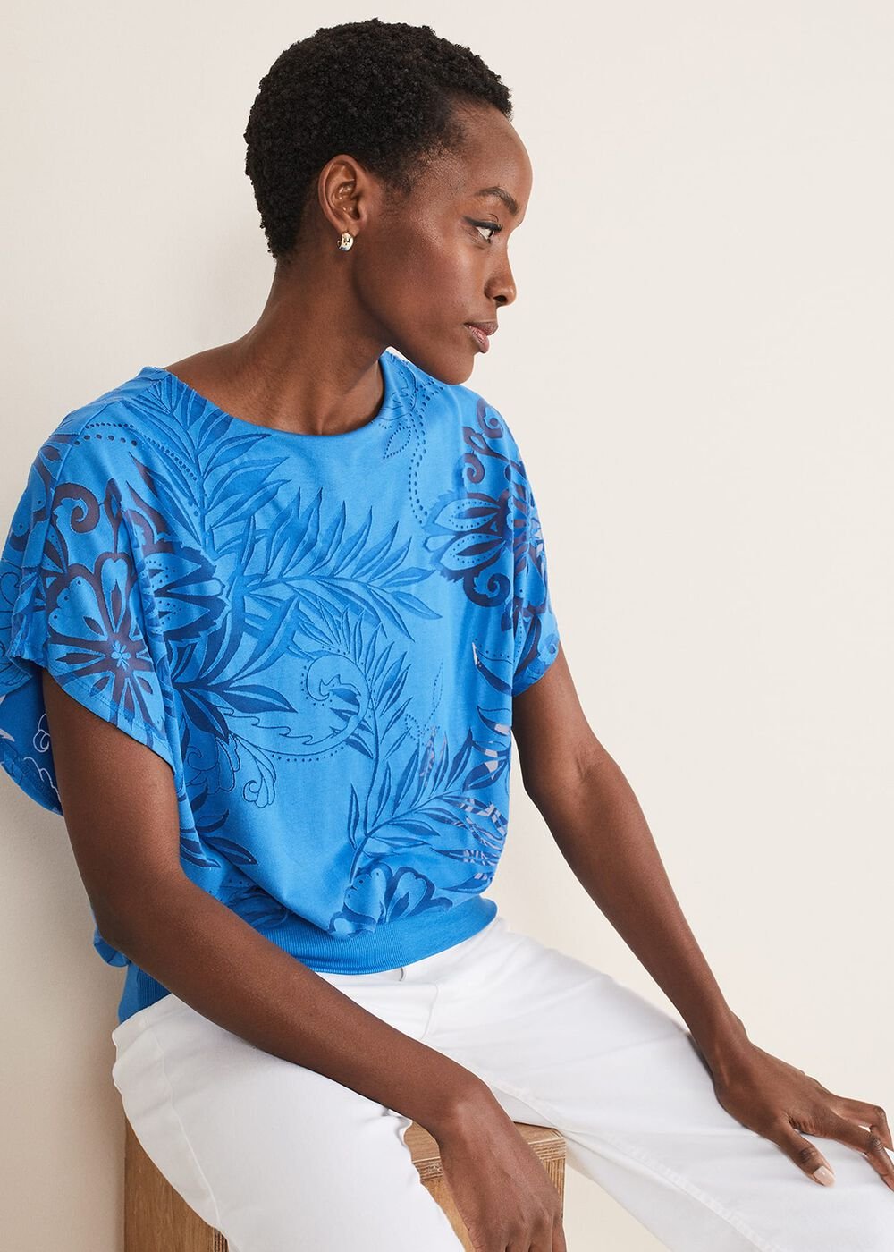 Rubi Burnout Top - Sapphire Blue