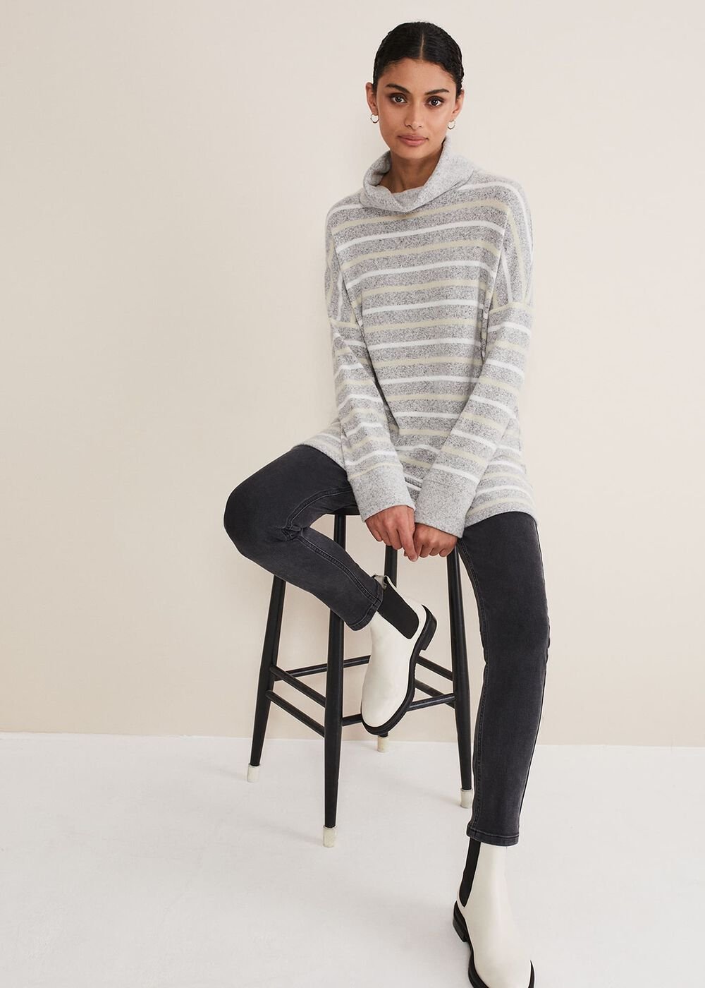 Leya Stripe Snuggle Top - Grey Multi