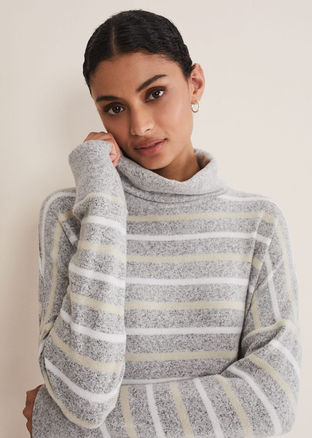 Leya Stripe Snuggle Top - Grey Multi