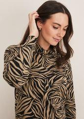 Nerissa Animal Print Snuggle - Camel/Black