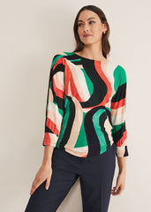 Nathalie Swirl Print Top - Multi-Coloured