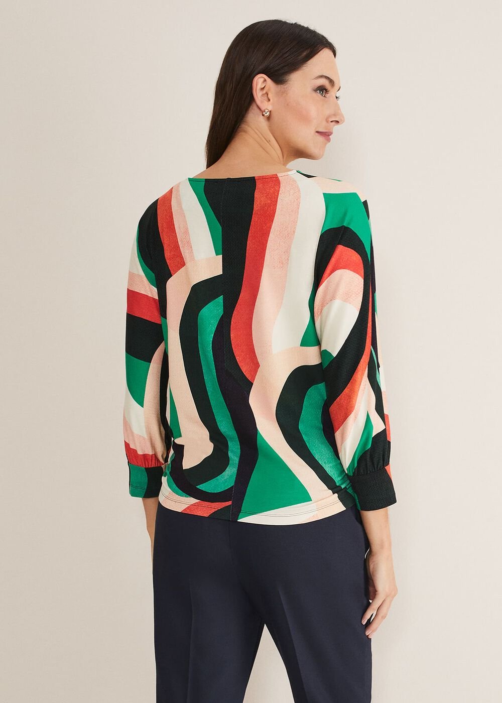 Nathalie Swirl Print Top - Multi-Coloured