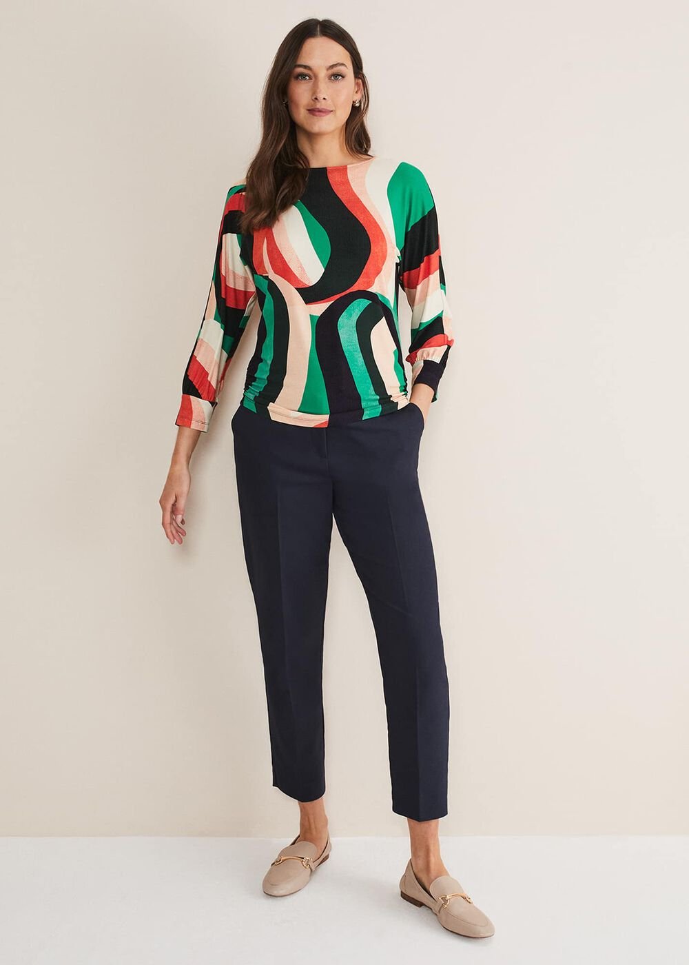 Nathalie Swirl Print Top - Multi-Coloured