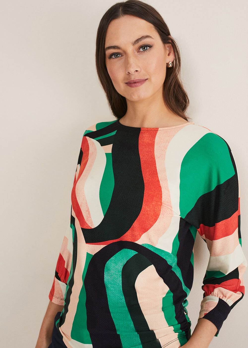 Nathalie Swirl Print Top - Multi-Coloured
