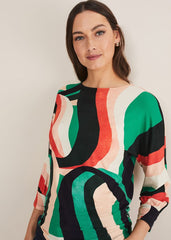 Nathalie Swirl Print Top - Multi-Coloured