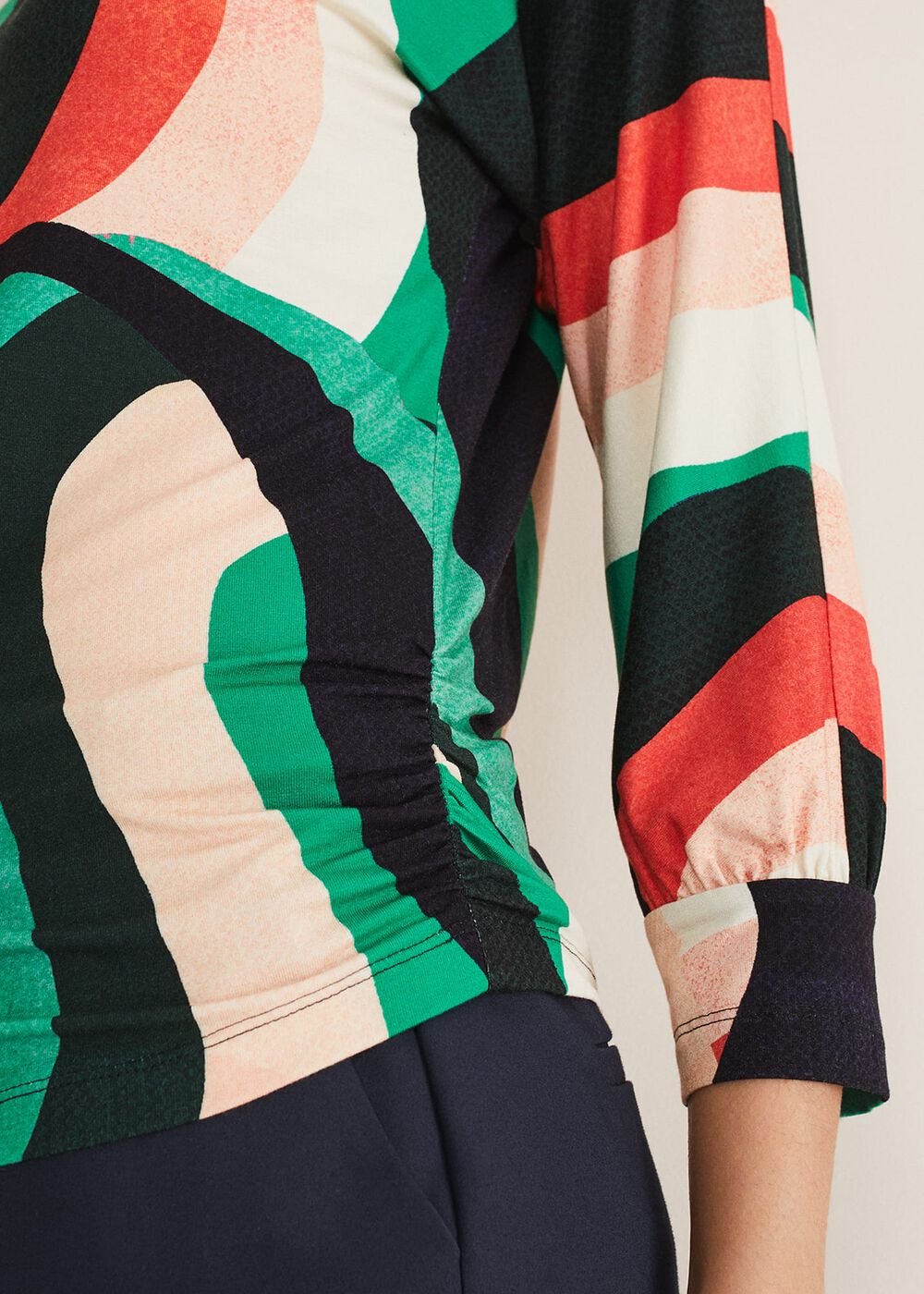 Nathalie Swirl Print Top - Multi-Coloured