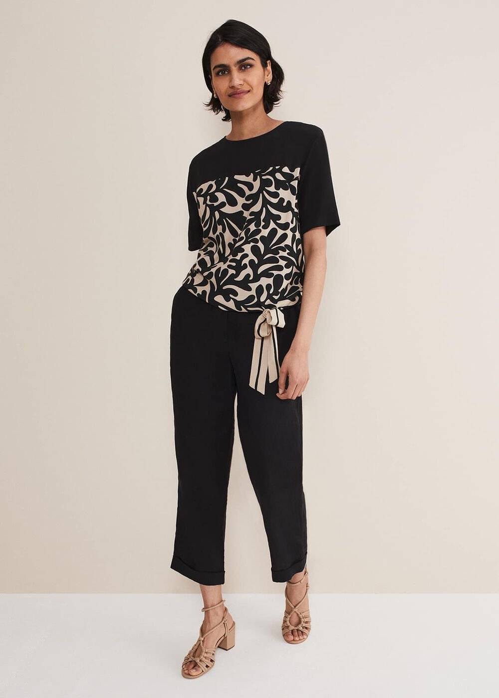 Arie Abstract Top - Stone/Black