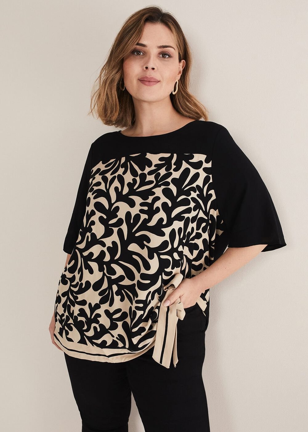 Arie Abstract Top - Stone/Black