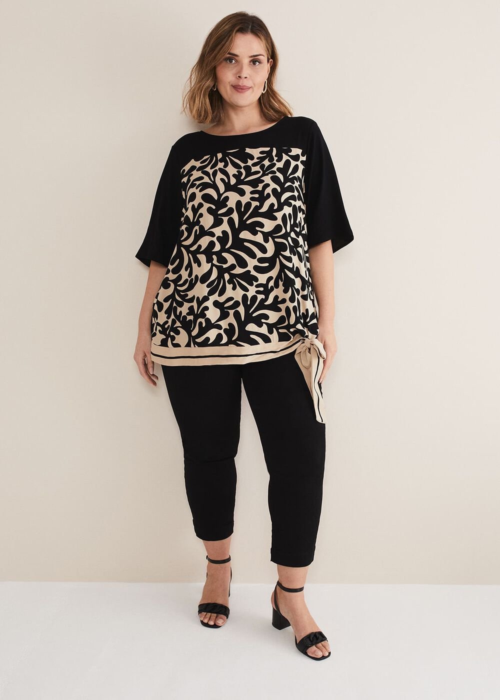 Arie Abstract Top - Stone/Black