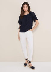 Meda Textured Jersey Top - Navy