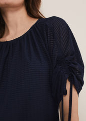 Meda Textured Jersey Top - Navy
