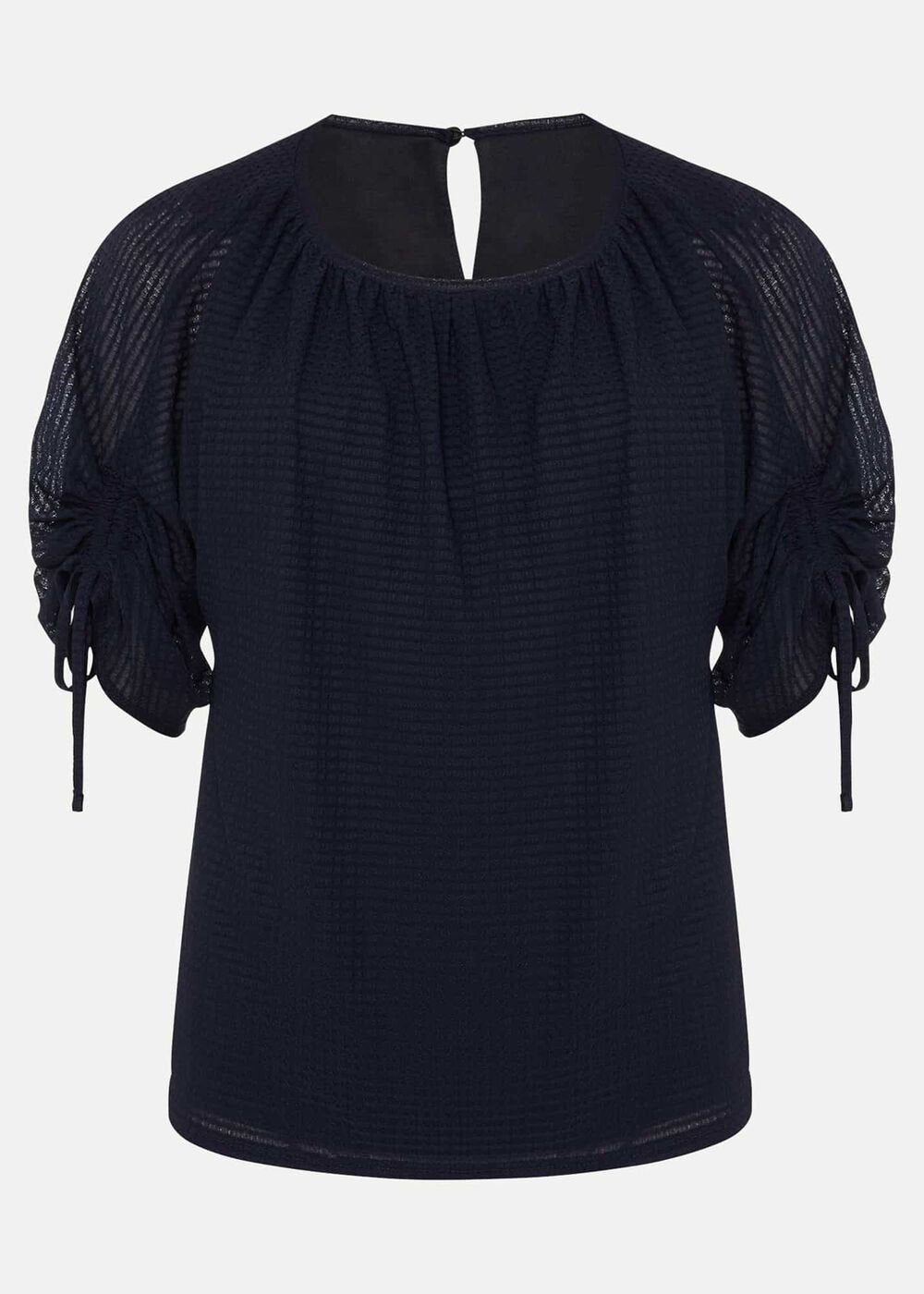 Meda Textured Jersey Top - Navy
