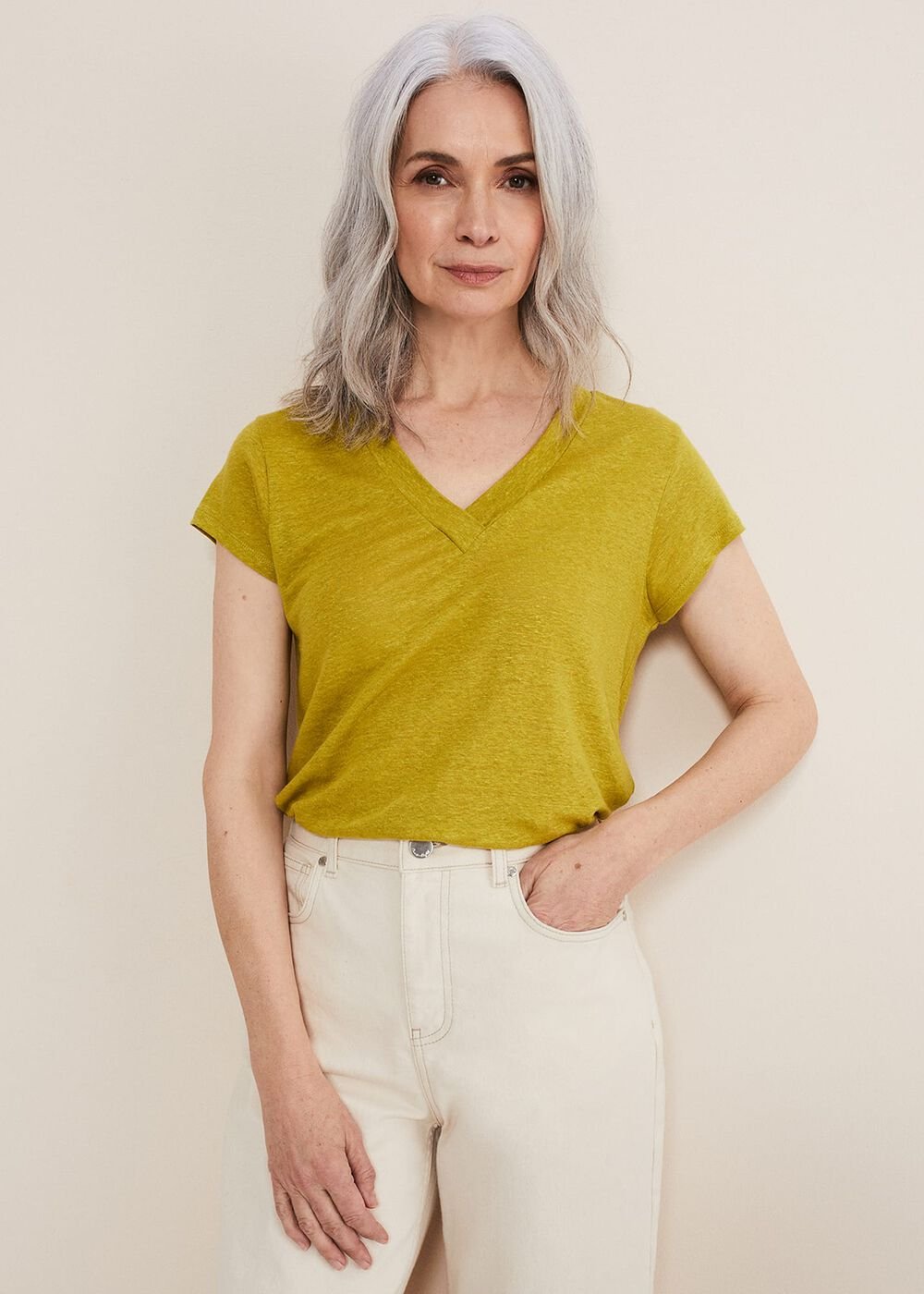 Emera V Neck Top - Lime