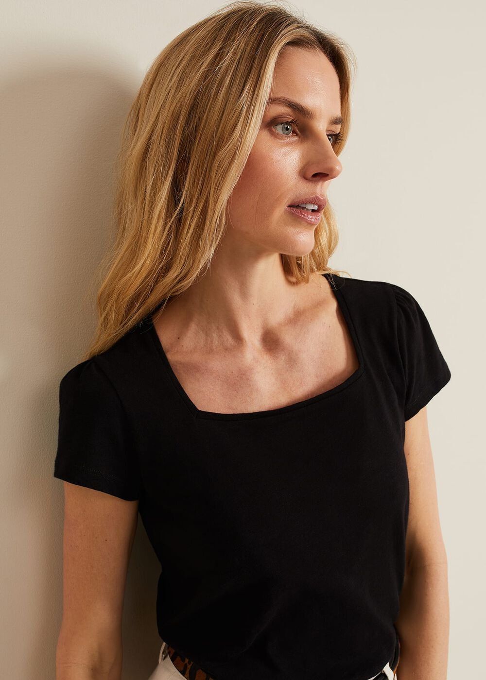 Bella Square Neck Top - Black