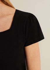 Bella Square Neck Top - Black