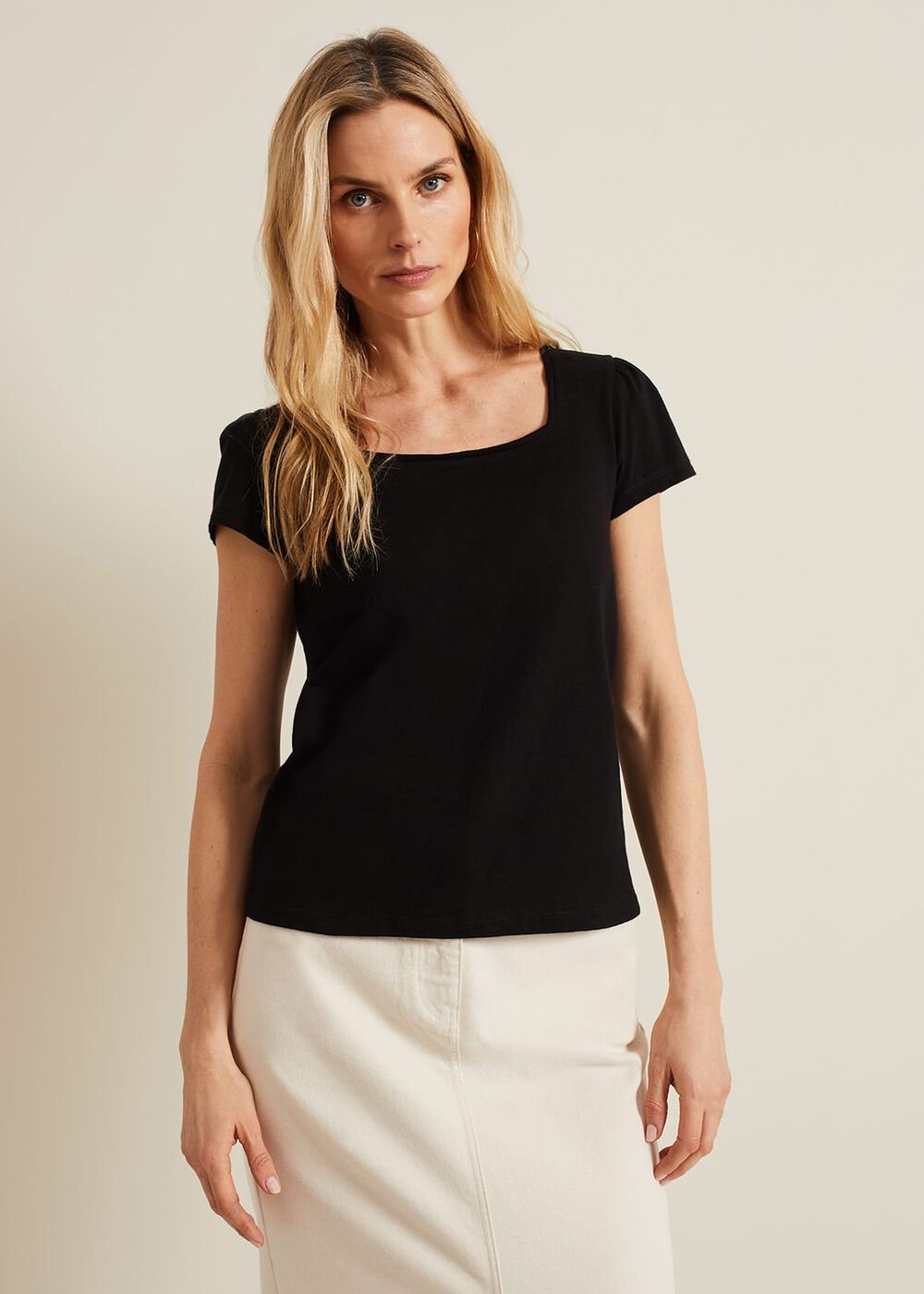 Bella Square Neck Top - Black