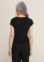 Reyna Linen Tie Front Top - Black