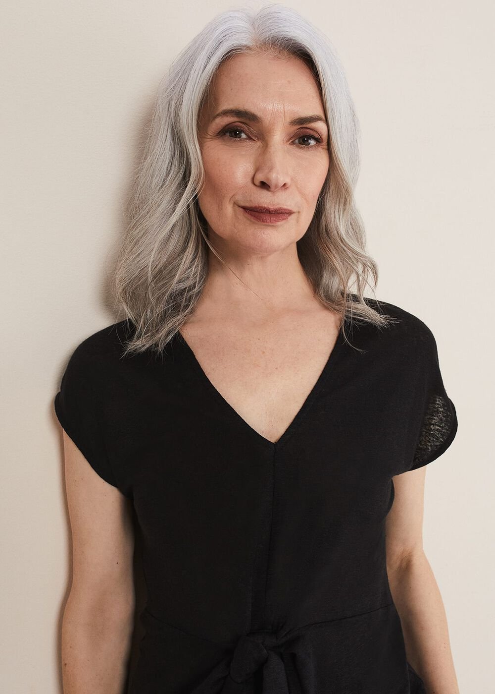 Reyna Linen Tie Front Top - Black