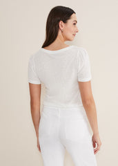 Kinsley Pointelle Jersey Tee - White